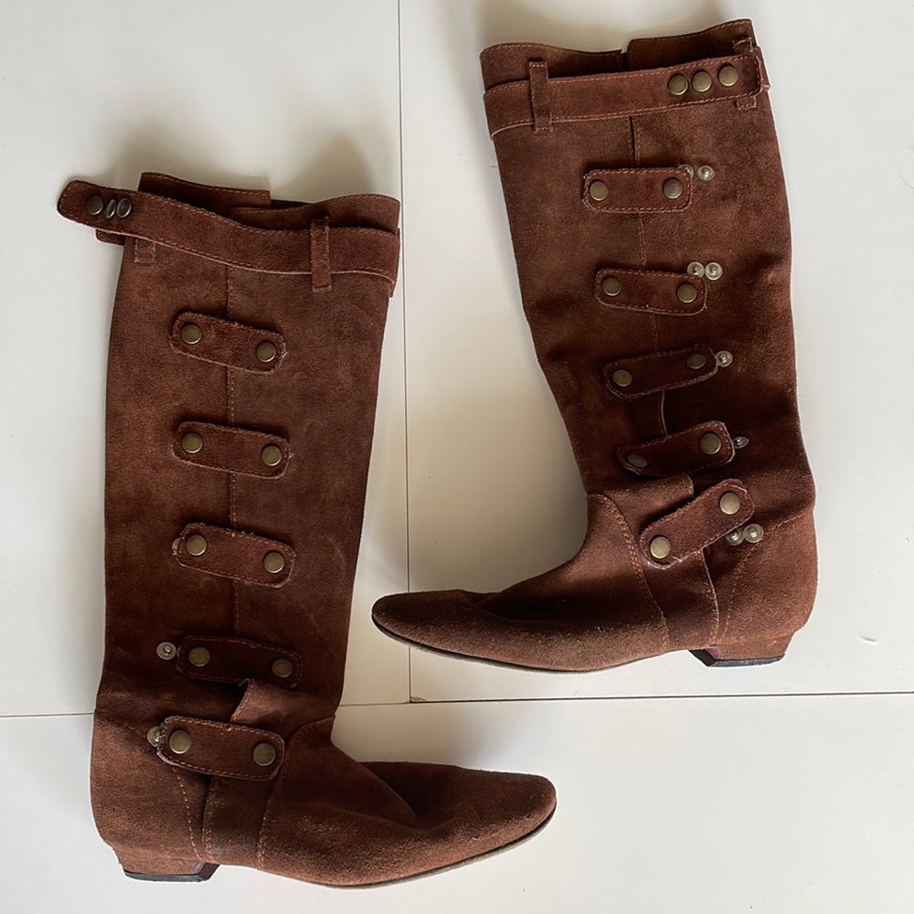 Brown suede boots